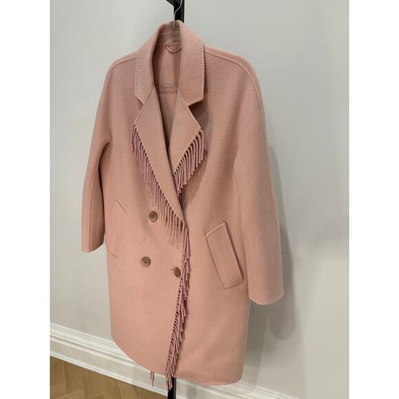 LoveShackFancy Mark Miller Cashmere Fringe Coat in Pink -Womens Small - Picture 4 of 8